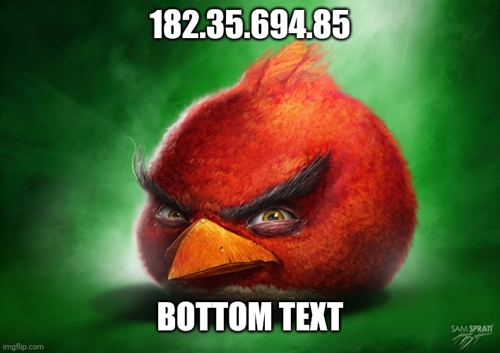 Angry bird | 182.35.694.85; BOTTOM TEXT | image tagged in angry bird,funny,21st century,humor | made w/ Imgflip meme maker