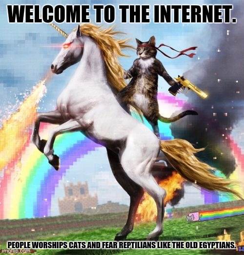 Welcome To The Internets | WELCOME TO THE INTERNET. PEOPLE WORSHIPS CATS AND FEAR REPTILIANS LIKE THE OLD EGYPTIANS. | image tagged in memes,kitty,burn | made w/ Imgflip meme maker