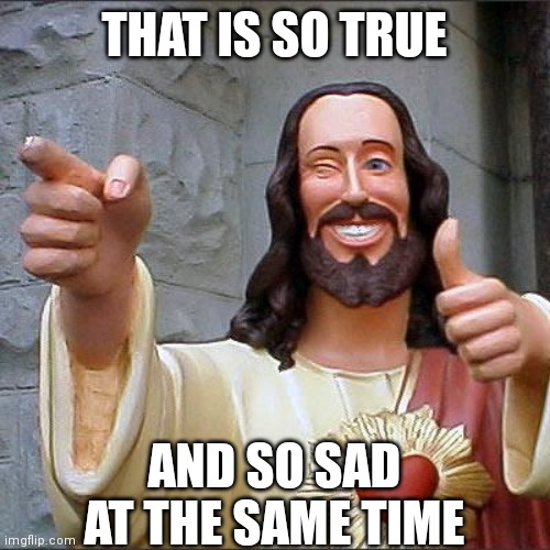 Buddy Christ Meme | THAT IS SO TRUE AND SO SAD AT THE SAME TIME | image tagged in memes,buddy christ | made w/ Imgflip meme maker