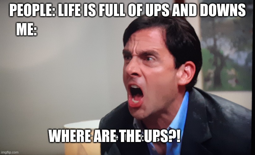 [No Title] |  PEOPLE: LIFE IS FULL OF UPS AND DOWNS; ME:; WHERE ARE THE UPS?! | image tagged in where are the turtles | made w/ Imgflip meme maker