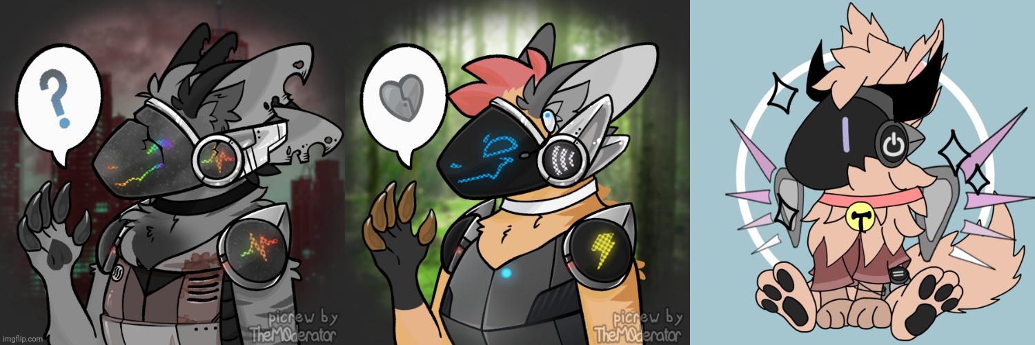 image tagged in rusty the protogen picrew,click the protogen picrew,rex the baby protogen picrew | made w/ Imgflip meme maker