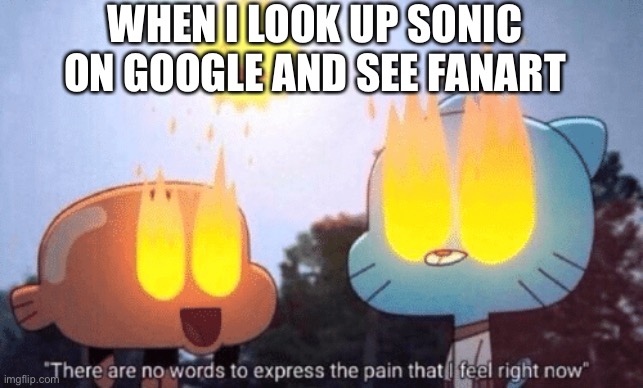 There Are No Words To Express The Pain That I Feel Right Now | WHEN I LOOK UP SONIC ON GOOGLE AND SEE FANART | image tagged in there are no words to express the pain that i feel right now | made w/ Imgflip meme maker