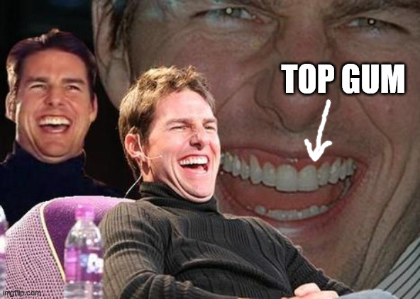 One Letter Off Movies | TOP GUM | image tagged in tom cruise laugh | made w/ Imgflip meme maker