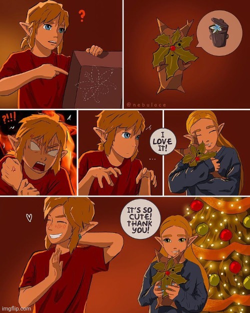 SHE CAN HAVE 2 GIFTS! | image tagged in zelda,link,the legend of zelda,christmas,comics/cartoons | made w/ Imgflip meme maker