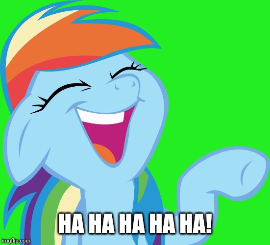 Laughable Rainbow Dash (MLP) | HA HA HA HA HA! | image tagged in laughable rainbow dash mlp | made w/ Imgflip meme maker