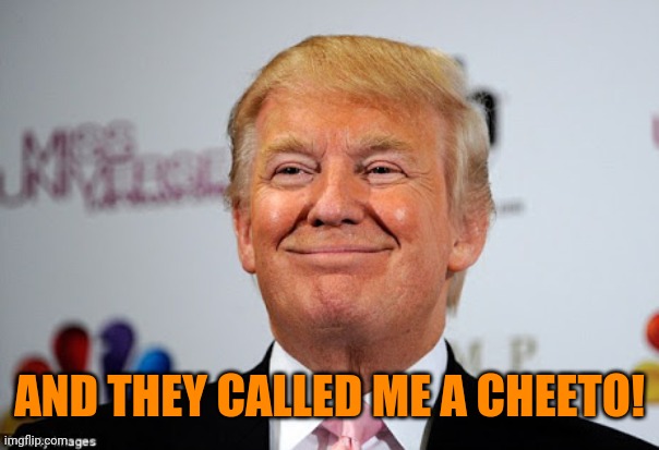 Donald trump approves | AND THEY CALLED ME A CHEETO! | image tagged in donald trump approves | made w/ Imgflip meme maker