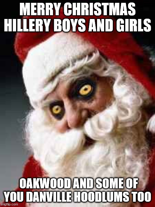 Merry Christmas |  MERRY CHRISTMAS HILLERY BOYS AND GIRLS; OAKWOOD AND SOME OF YOU DANVILLE HOODLUMS TOO | image tagged in hillery,oakwood,danville | made w/ Imgflip meme maker