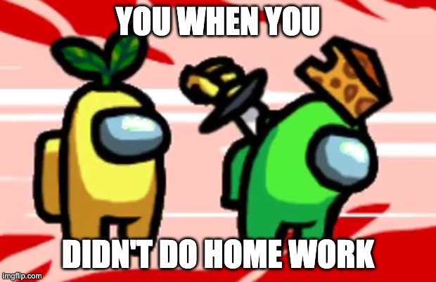 Among Us Stab | YOU WHEN YOU; DIDN'T DO HOME WORK | image tagged in among us stab | made w/ Imgflip meme maker