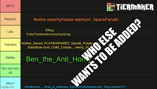 WHO ELSE WANTS TO BE ADDED? | made w/ Imgflip meme maker