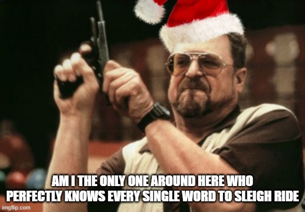 Merry (early) Christmas i guess | AM I THE ONLY ONE AROUND HERE WHO PERFECTLY KNOWS EVERY SINGLE WORD TO SLEIGH RIDE | image tagged in memes,am i the only one around here | made w/ Imgflip meme maker