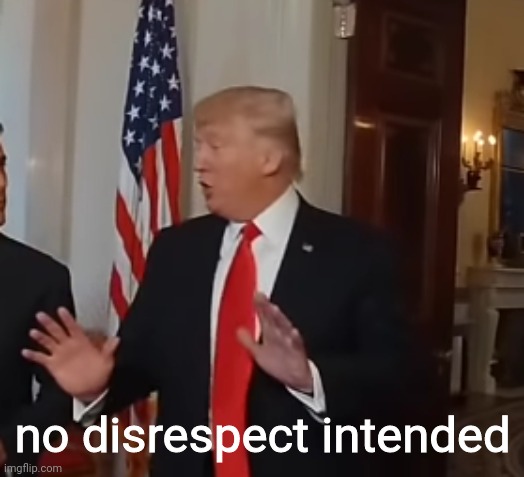 No disrespect intended | no disrespect intended | image tagged in trump whoa there | made w/ Imgflip meme maker