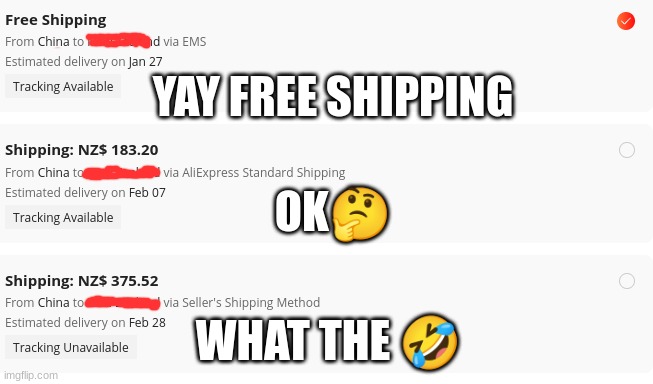 what the | YAY FREE SHIPPING; OK🤔; WHAT THE 🤣 | image tagged in funny | made w/ Imgflip meme maker