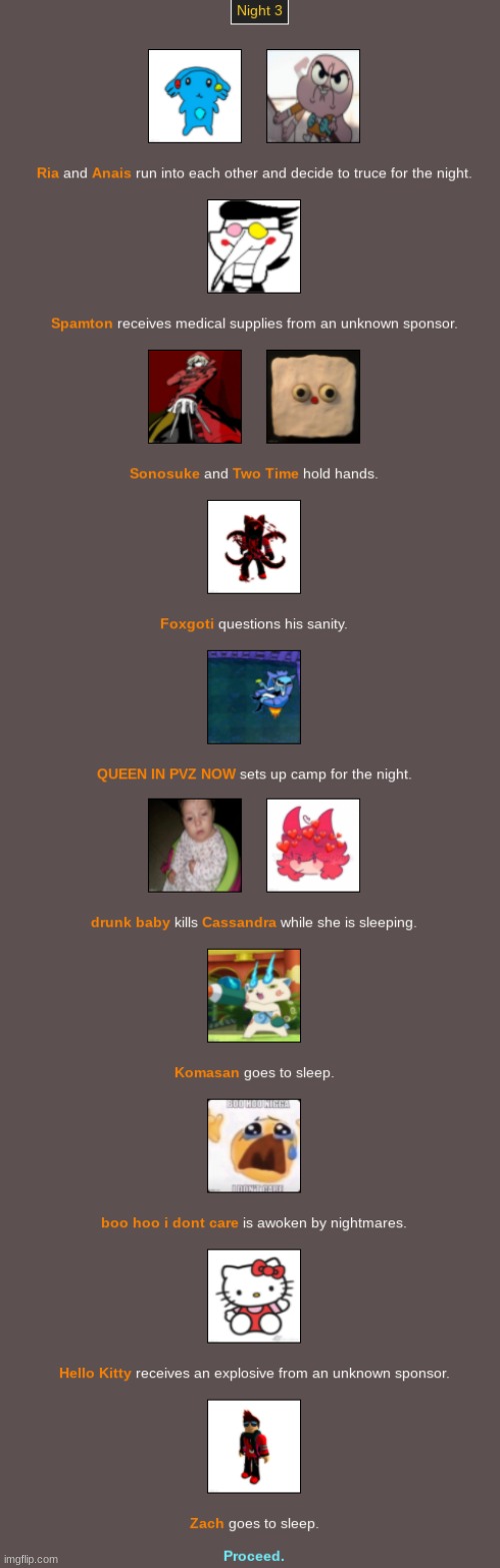 Hunger Games: Night 3 | image tagged in hunger games | made w/ Imgflip meme maker