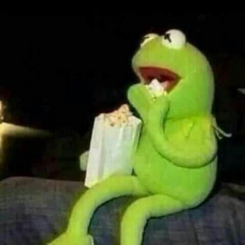 High Quality Kermit with Popcorn Blank Meme Template