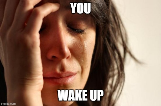 First World Problems Meme | YOU WAKE UP | image tagged in memes,first world problems | made w/ Imgflip meme maker