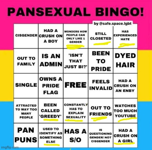 :'/ | image tagged in pansexual bingo | made w/ Imgflip meme maker