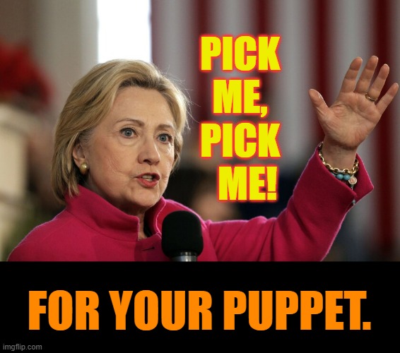 Hillary Clinton Running For President in 2024 | PICK ME, PICK   ME! FOR YOUR PUPPET. | image tagged in memes,politics,hillary clinton,presidential election,pick me,puppet | made w/ Imgflip meme maker
