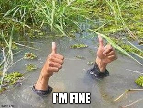 FLOODING THUMBS UP | I'M FINE | image tagged in flooding thumbs up | made w/ Imgflip meme maker