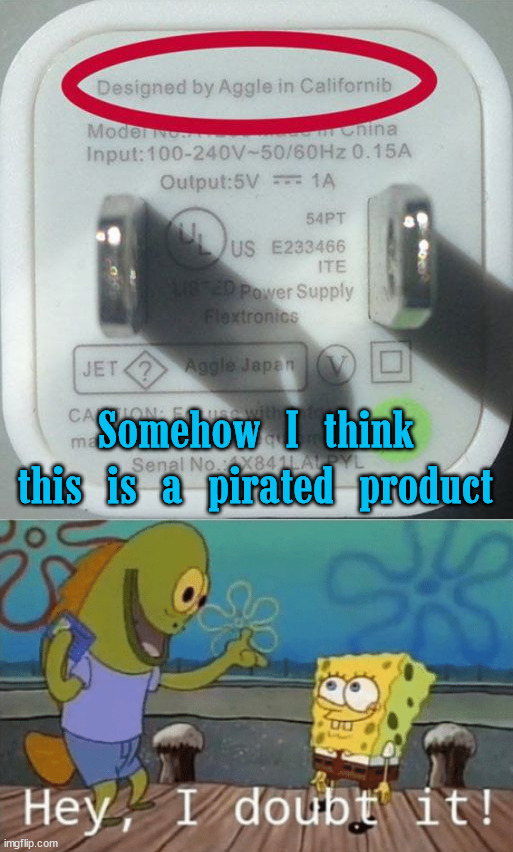 Somehow I think this is a pirated product | image tagged in hey i doubt it,you had one job | made w/ Imgflip meme maker