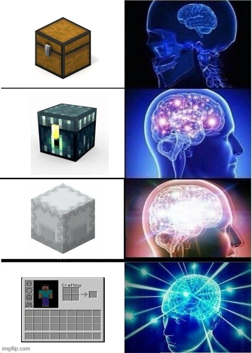 Minecraft meme | image tagged in expanding brain | made w/ Imgflip meme maker