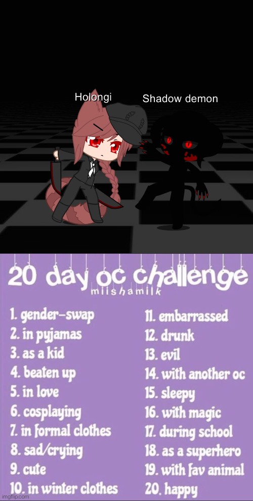 Holongi slays a shadow demon | image tagged in 20 day oc challenge,demon | made w/ Imgflip meme maker