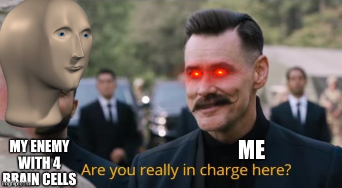 Are you really in charge? |  MY ENEMY WITH 4 BRAIN CELLS; ME | image tagged in are you really in charge here,memes | made w/ Imgflip meme maker