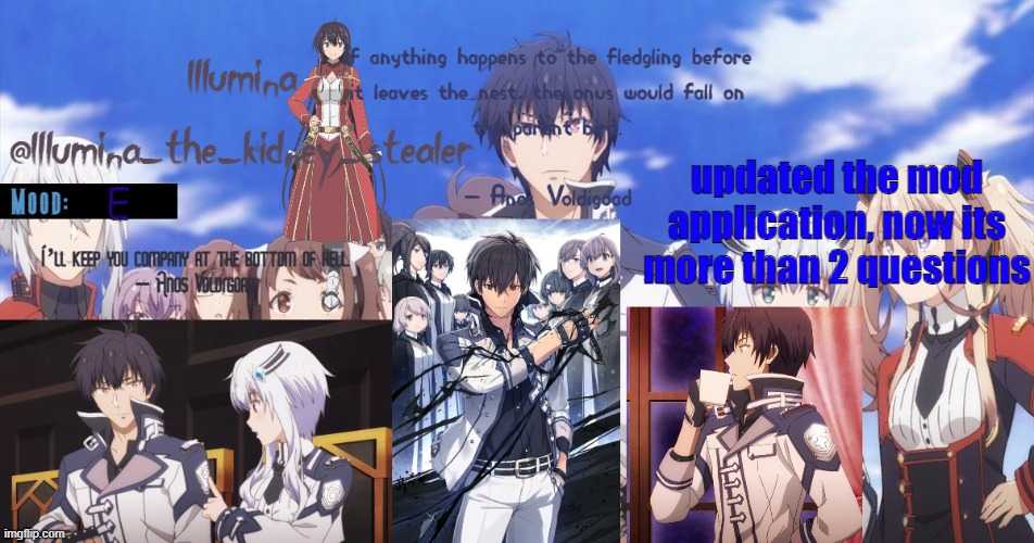 https://forms.gle/fwhCU7Xzh4DBUMKr9 | updated the mod application, now its more than 2 questions; E | made w/ Imgflip meme maker