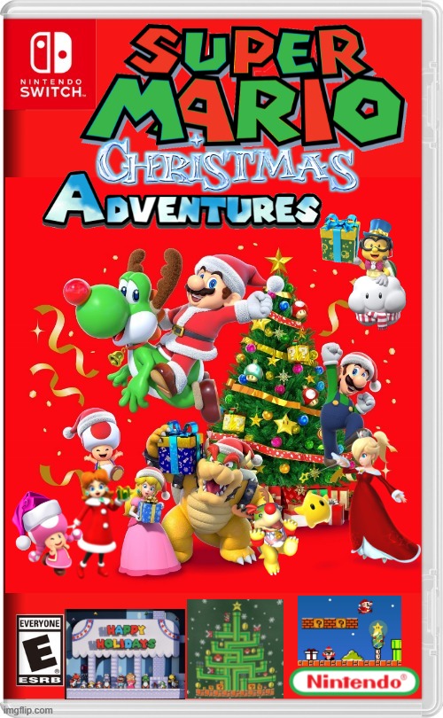 A SUPER MARIO CRISTMAS! | image tagged in christmas,super mario bros,super mario,nintendo,nintendo switch,fake switch games | made w/ Imgflip meme maker