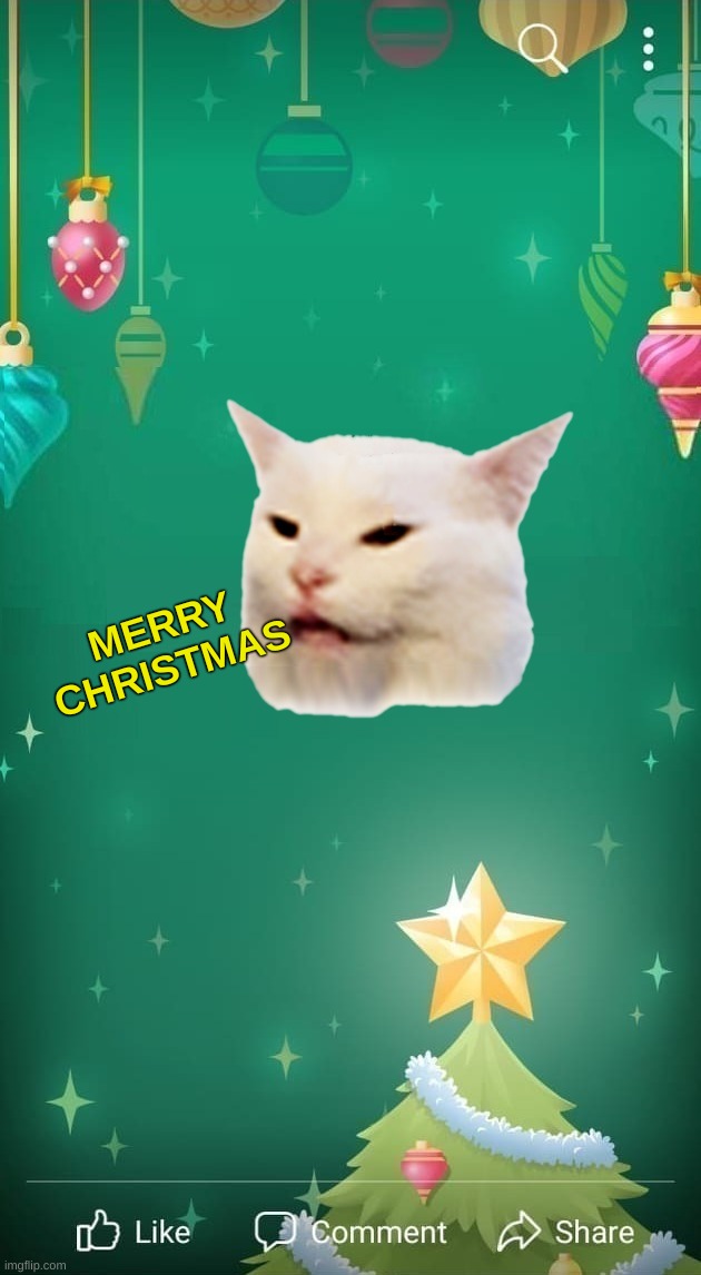 Merry Christmas | MERRY CHRISTMAS | image tagged in smudge the cat,smudge,christmas,merry christmas,change my mind,back in my day | made w/ Imgflip meme maker
