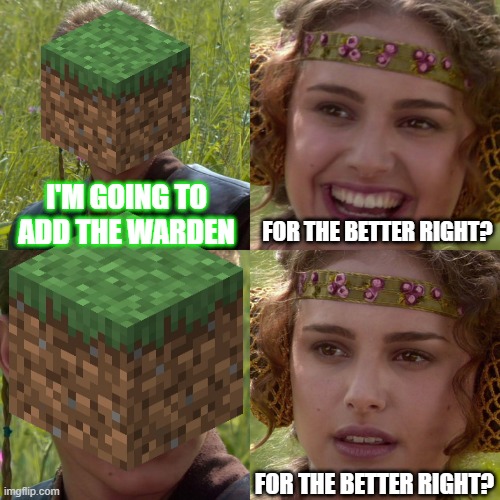 Anakin Padme 4 Panel | FOR THE BETTER RIGHT? I'M GOING TO ADD THE WARDEN; FOR THE BETTER RIGHT? | image tagged in anakin padme 4 panel | made w/ Imgflip meme maker