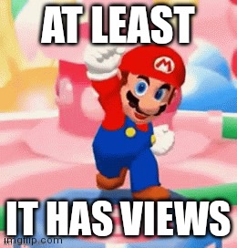 Mario happy | AT LEAST IT HAS VIEWS | image tagged in mario happy | made w/ Imgflip meme maker