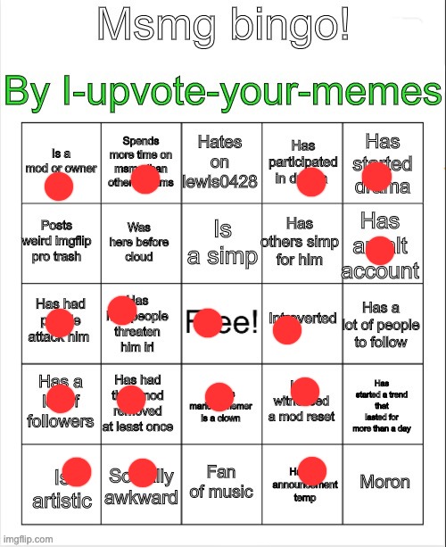 Msmg bingo | image tagged in msmg bingo | made w/ Imgflip meme maker