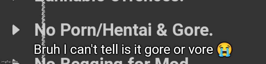 They might have made a typo or maybe it was on purpose idfk | Bruh I can't tell is it gore or vore 😭 | made w/ Imgflip meme maker