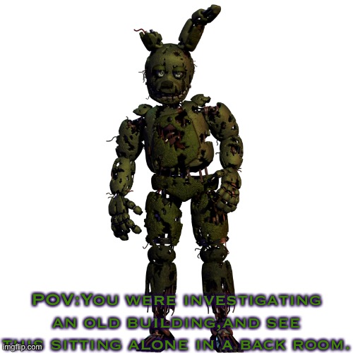 Cause the other one I made isn't being used. | POV:You were investigating an old building,and see this sitting alone in a back room. | image tagged in springtrap | made w/ Imgflip meme maker
