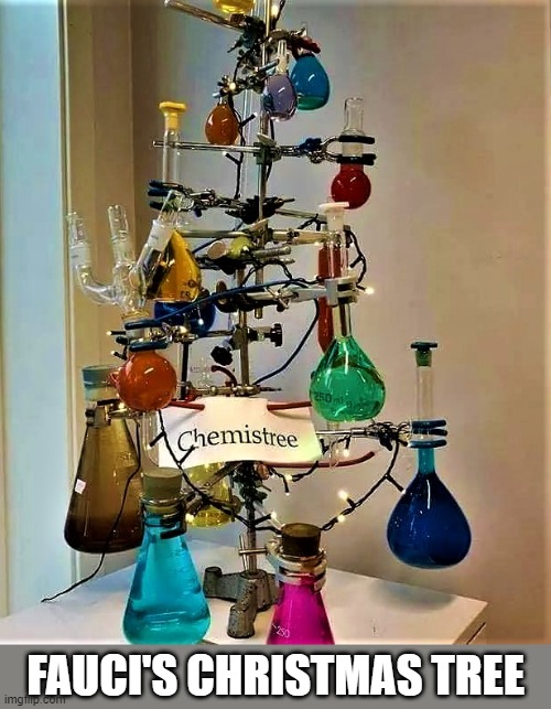 chemistree or Fauci christmas tree | FAUCI'S CHRISTMAS TREE | image tagged in christmas meme,christmas tree,chemistry,fauci,tree | made w/ Imgflip meme maker