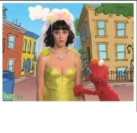 Elmo talking to Katy Perry Blank Meme Template