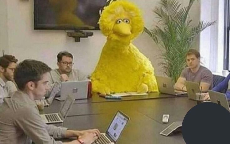 High Quality Big Bird in a meeting Blank Meme Template