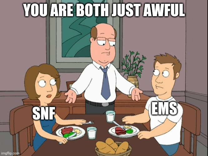 you’re both just awful | YOU ARE BOTH JUST AWFUL; EMS; SNF | image tagged in you re both just awful | made w/ Imgflip meme maker