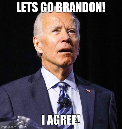 Joe Biden | LETS GO BRANDON! I AGREE! | image tagged in joe biden | made w/ Imgflip meme maker