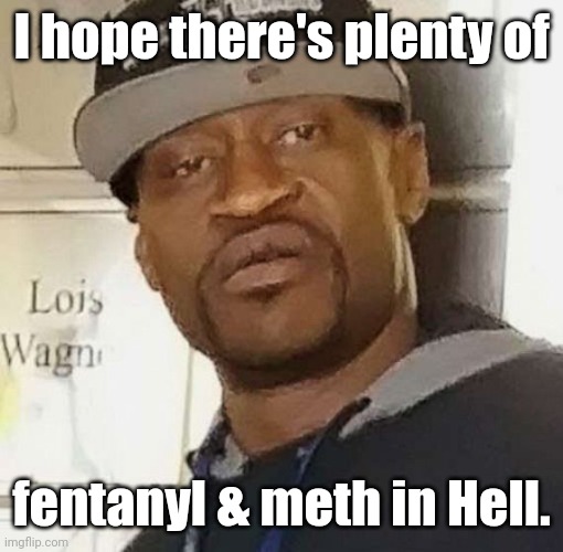 George Floyd | I hope there's plenty of fentanyl & meth in Hell. | image tagged in george floyd | made w/ Imgflip meme maker