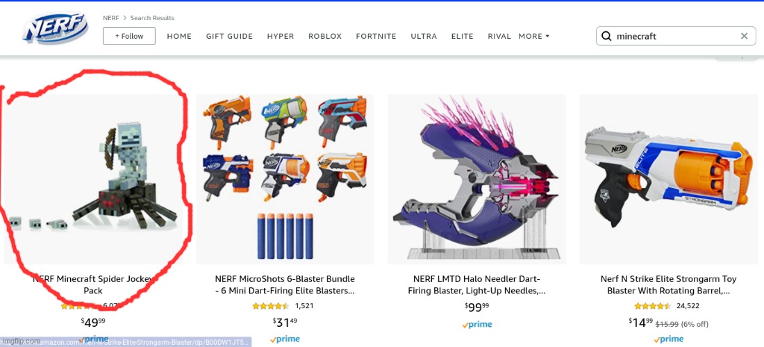 Excuse me, Amazon/Nerf? | image tagged in minecraft,nerf,what,amazon,wrong | made w/ Imgflip meme maker
