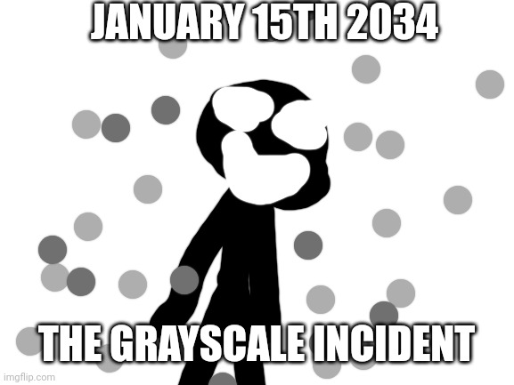Blank White Template | JANUARY 15TH 2034; THE GRAYSCALE INCIDENT | image tagged in blank white template | made w/ Imgflip meme maker