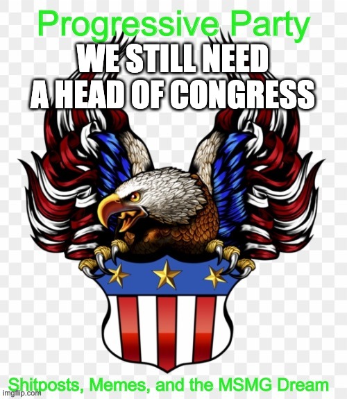 A nominee | WE STILL NEED A HEAD OF CONGRESS | image tagged in msmg government progressive logo | made w/ Imgflip meme maker