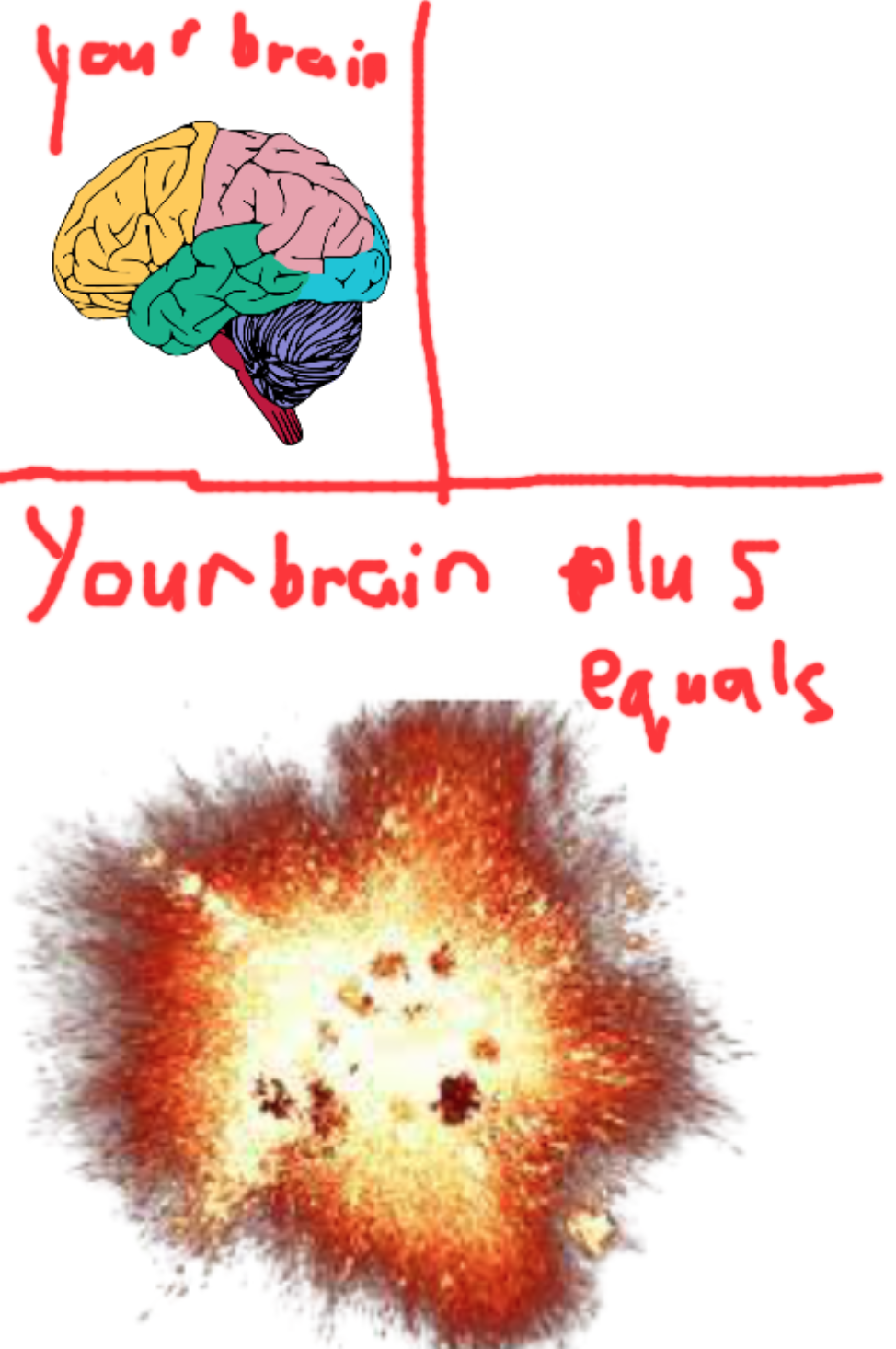 High Quality Your brain plus ______ equals chaos Blank Meme Template