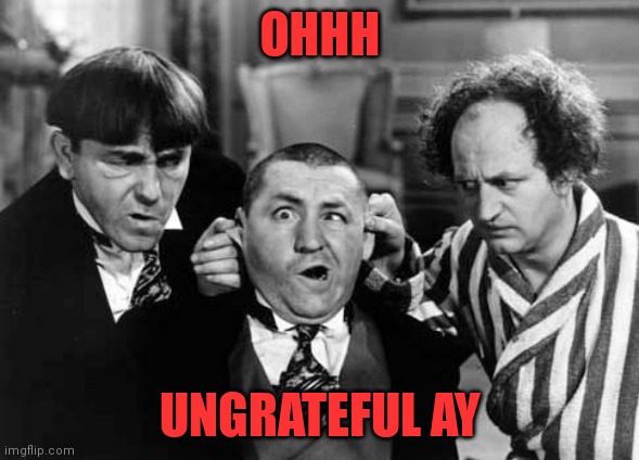 Three Stooges | OHHH; UNGRATEFUL AY | image tagged in three stooges | made w/ Imgflip meme maker