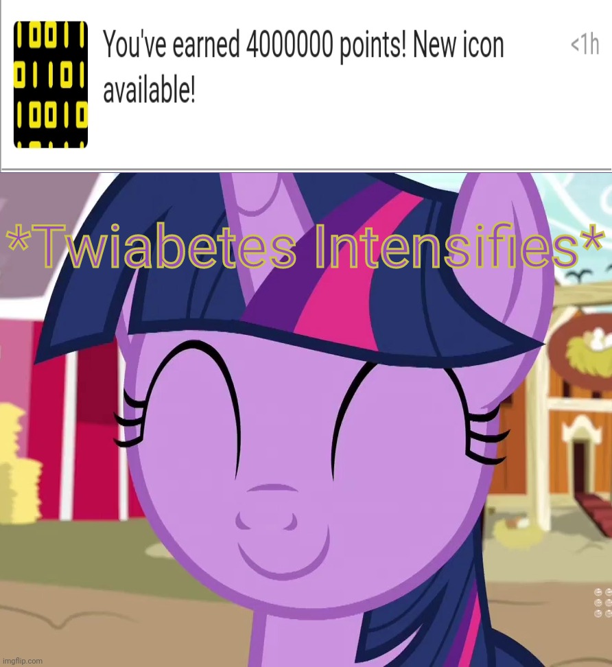 I've finally unlocked it! | *Twiabetes Intensifies* | image tagged in happy twilight mlp,icons,matrix | made w/ Imgflip meme maker