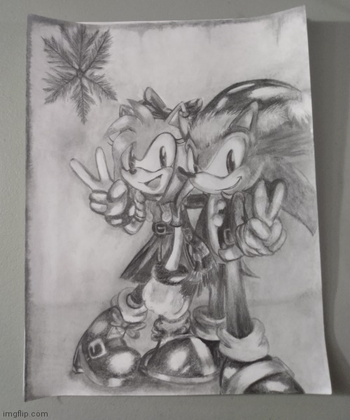 I drew a Christmas Sonic and Amy! Merry Christmas everyone!!! | image tagged in sonic the hedgehog,amy rose,christmas,drawing | made w/ Imgflip meme maker