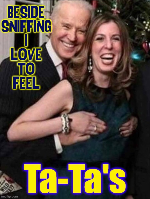 The Big Guy, a man who commands respect! | BESIDE
SNIFFING
I
LOVE
TO
FEEL; Ta-Ta's | image tagged in vince vance,creepy joe biden,our president,senile,corrupt,perv | made w/ Imgflip meme maker
