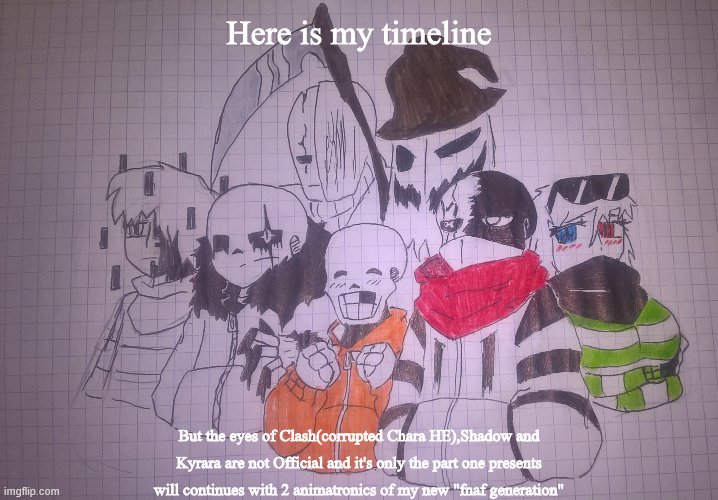 Dark DimensionTale | Here is my timeline; But the eyes of Clash(corrupted Chara HE),Shadow and Kyrara are not Official and it's only the part one presents will continues with 2 animatronics of my new "fnaf generation" | image tagged in dark dimensiontale | made w/ Imgflip meme maker