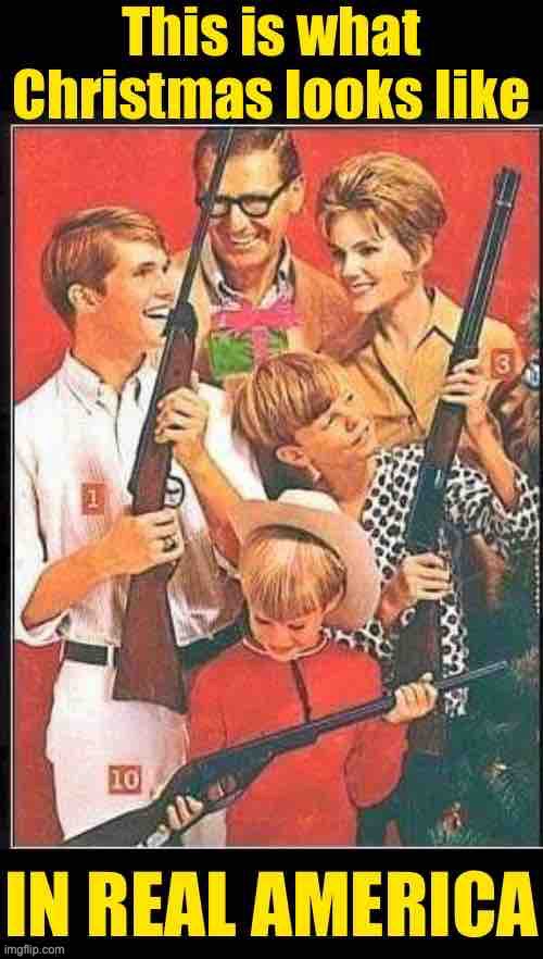 Democrats don’t start their kids on gun safety training early enough, that’s why their cities are riddled with crime. :) | image tagged in christmas in real america,christmas,in,real,america,boi | made w/ Imgflip meme maker